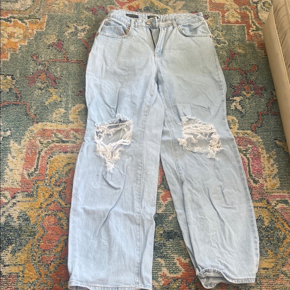 Wild Fable High Rise Blue Jeans with Distressed Details